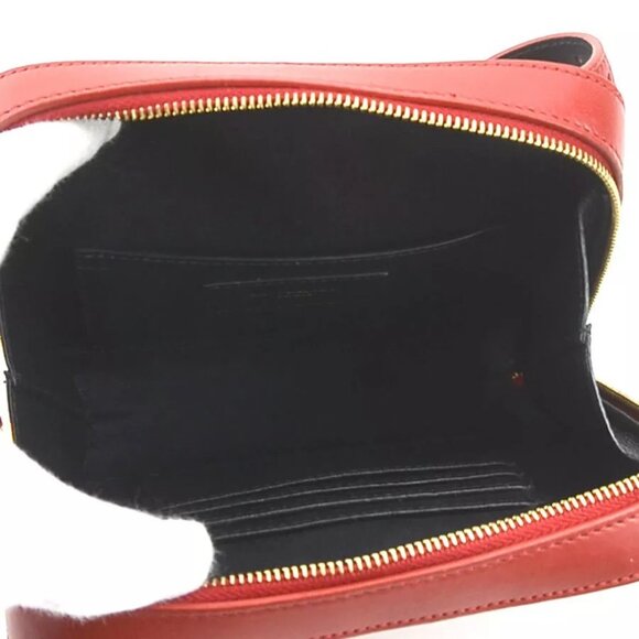 Auth SAINT LAURENT Waist Bag Belt Bag Red Leather/Goldtone - Picture 12 of 14